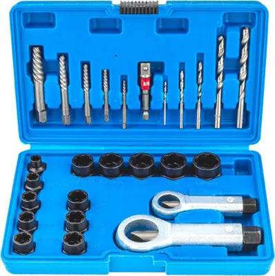 Immagine prodotto di ELMAX | Set di estrattori per viti, 26 pezzi, per la rimozione di viti bloccate, set di estrattori per viti sinistre, viti arrugginite