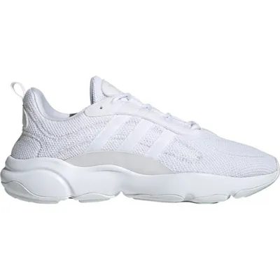 A white Adidas sneaker is shown from the side against a white background.