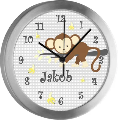Produktbild von Kinderzimmer Funkwanduhr, Funkuhr Wanduhr Kinder, Affe grau 25 cm
