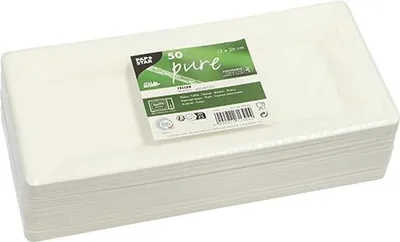 Produktbild von Teller, Zuckerrohr "pure" eckig 13 cm x 26 cm weiss