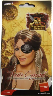 Produktbild von Augenklappe Piratin für Damen mit Strass Piratenaugeklappe Eyepatch schwarz