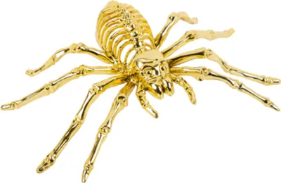 Obrázek produktu pro Kostlivec pavouk Halloween dekorace zlatá 12,5 x 20,5 cm -