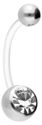 Produktbild von Bauchnabelpiercing PTFE Bananabell mit Chirurgenstahl-Kugeln KRISTALL