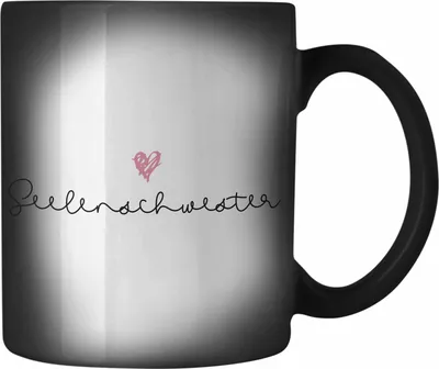 Produktbild von Trendation -Seelenschwester Farbwechsel Zauber-Tasse Geschenk für Schwester Geschenkidee Beste Schwester Geburtstag (Schwarz)