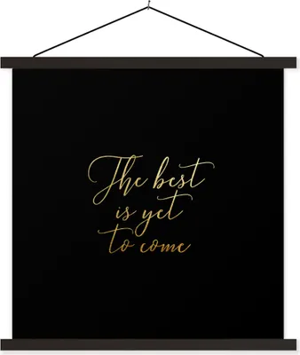 Produktbild von MuchoWow® Textilposter Zitate - Motivation - Gold - Schwarz 90x90 cm mit schwarzem Rahmen - Magnetisches