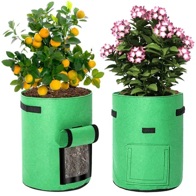 Image de ISOISL, lot de 30 sacs de plantation de 26,5 litres, en feutre, avec fenêtre transparente et poignées, sacs de plantation pour légumes, adaptés aux balcons et aux jardins