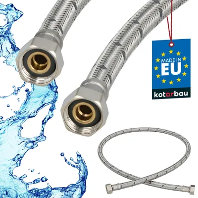 Produktbild von KOTARBAU® Flexschlauch 3/8 Zoll Wasserschlauch 100cm Panzerschlauch 3/8“x3/8“ Anschlussschlauch für Armatur Schlauch Für Wasserhahn Edelstahlummantelt