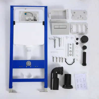 Immagine prodotto di HOROW Elemento da parete 114 cm per cassetta da incasso WC Elemento da parete con piastra di risciacquo cromata argento per WC