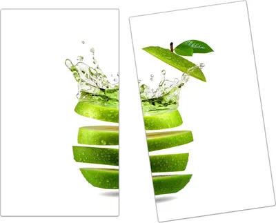 Produktbild von Spritzschutz Herdabdeckplatte Schneidebrett aus Glas Apfelschnitze im Splash 2-Teilig (60x52cm)