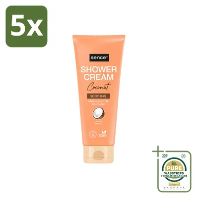 Produktbild von 5 x  Sence Coconut Douchecreme - Pflegend - 200 ml - Vorratspackung - 5 Stücke
