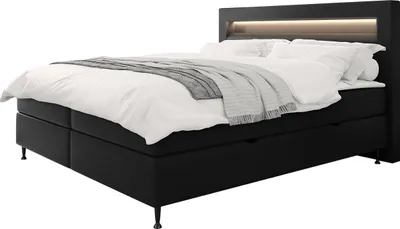 Produktbild von MIRJAN24 Boxspringbett Ovo, Ehebett mit zwei Bettkästen, Doppelbett mit Topper und Matratze, Beleuchtung (Farbe: Soft 011, Größe: 160x200 cm)