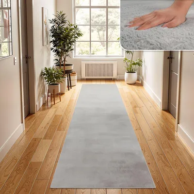 Produktbild von TT Home Wohnzimmer Teppich Hochflor Langflor Kunstfell Weich Modern Unifarben Flauschig Größe 80x300 cm