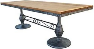 Produktbild von Casa Padrino Jugendstil Garten Esstisch Braun / Schwarz 140 x 80 x H. 76 cm - Rechteckiger Gartentisch mit Massivholz Tischplatte - Jugendstil Gastronomie & Garten Möbel