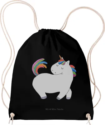 Produktbild von Mr. & Mrs. Panda Turnbeutel Einhorn Stolzieren - Schwarz - Geschenk, Anders, Pferd, Drawstring Bag, Beutel, Unicorn, Stoffbeutel, Freundin, Jutebeutel, wander rucksack