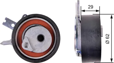 Produktbild von GATES T43218 Spannrolle Zahnriemen Ø62mm für JEEP WRANGLER III (JK) für CHRYSLER GRAND VOYAGER V (RT) für DODGE Nitro SUV für LANCIA Voyager (404)