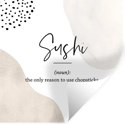 Produktbild von MuchoWow® Wandtattoo Wandsticker Wandaufkleber Sprichwörter - Sushi - Wörterbuch - Zitate - Sushi-Definition 100x100 cm Selbstklebend und Repositionierbar - Wierderverwendbar - Selbstklebend