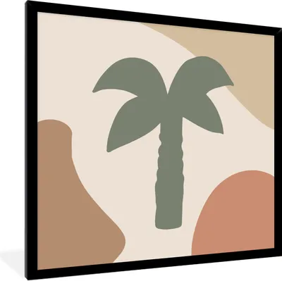 Produktbild von MuchoWow® Gerahmtes Poster Palme - Pastell - Sommer 40x40 cm - Poster mit Schwarzem Bilderrahmen Wandposter Rahmen Foto Bilder - Mit Rahmen - Wanddekoration Schlafzimmer