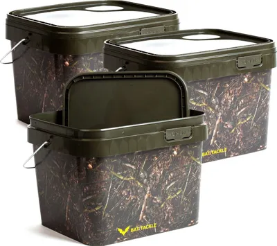 Produktbild von X2 Bat Tackle Camoflage Bucket – Pro 3 Stück – 10 l – Camo – Aufbewahrungseimer – Futtereimer – Ködereimer – Boilie-Eimer – Ködereimer