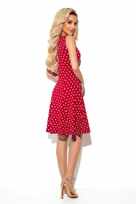 Immagine prodotto di Abito STELLA con scollo a V colore maroon con pois L