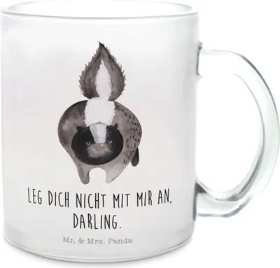 Produktbild von Mr. & Mrs. Panda Tee Tasse Stinktier Angriff - Transparent - Geschenk, Drohung, Skunk, Teetasse Glas, Teeglas, Häferl, Raubtier, Haferl, Wildtier, Stinker