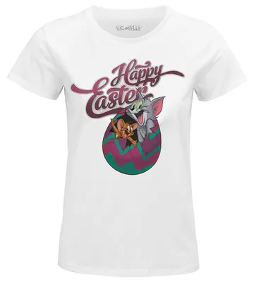 Immagine prodotto di Tom & Jerry, Maglia da donna, modello Happy Easter, colore bianco, taglia L