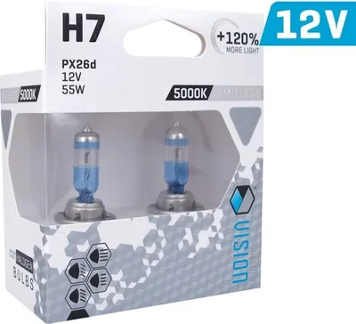 Zdjęcie produktu dla Żarówki VISION limitless white H7 12V 55W PX26d U E4 +120%, 2 szt.