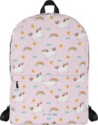 Produktbild von Mr. & Mrs. Panda Rucksack Einhorn Happy - Rosa - Geschenk, Einhörner, Backpack, Arbeitsrucksack, Freude, Schulrucksack, Spaß, Unicorn, Lebensfreude, Laptoprucksack