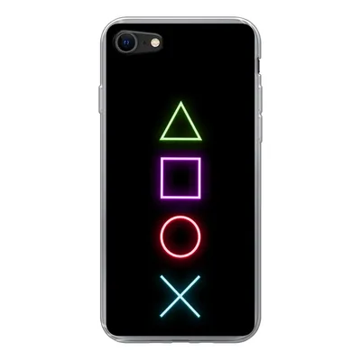 Produktbild von MuchoWow® Handyhülle Schutzhülle Hülle für iPhone 8 Gaming - Neon - Konsole - Schwarz - Controller - Gaming Silikon Softcase Handy Hülle - Schutzhaube