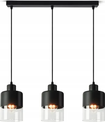 Produktbild von LUXOLAR - Pendelleuchte Schwarz 3 flammig, Hängelampe mit getöntes Glas E27 60 W - Deckenleuchte für Wohnzimmer, Küchen - Modern Design