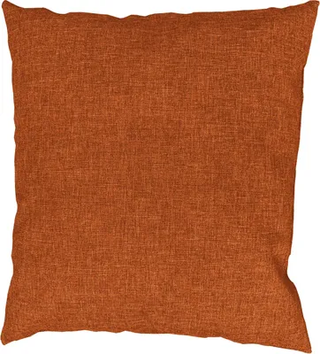 A square orange pillow with a textured fabric surface, shown against a white background.