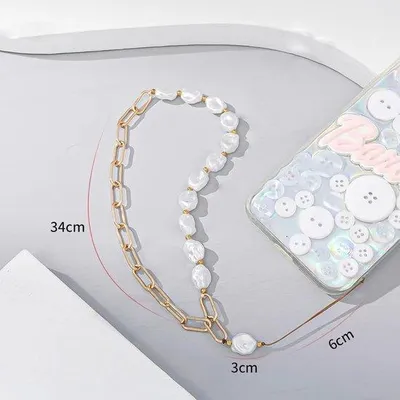 Produktbild von Kurzes Perlenhalsband Telefonhalter Schwarz