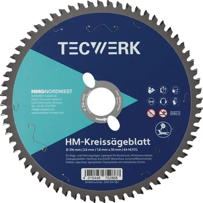 Produktbild von Kappkreissägeblatt AD 260mm Z.80 HLTCG Schnitt-B.2,8mm TECWERK