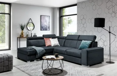 Produktbild von Ecksofa Schlafsofa NOLAN inkl. USB in Stoff Element Anthrazit Ottomane Links