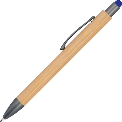 Produktbild von Touchpen Holzkugelschreiber aus Bambus / Stylusfarbe: blau
