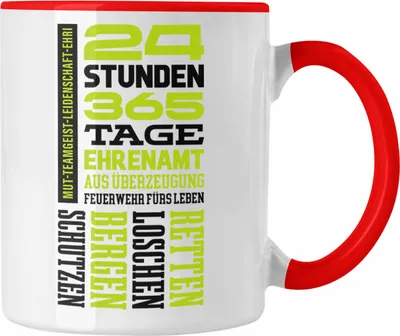 Produktbild von Trendation - Ehrenamtliche Feuerwehr Geschenk Tasse Feuerwehrmann Freiwillig (Rot)