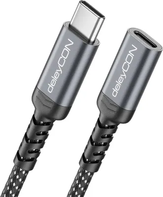 Produktbild von deleyCON 1m 100W USB-C Verlängerung für Schnellladekabel - PD 3.0 Kabel Ladekabel Datenkabel für iPhone 17 16 Pro Max Air Galaxy A16 A56 S25 S24 iPad MacBook Tablet Notebook