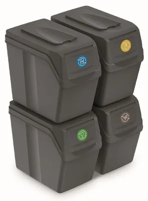 Immagine prodotto di Sada 4 odpadkových košů SORTIBOX I - objem: 4x20 l, barva: šedý kámen
