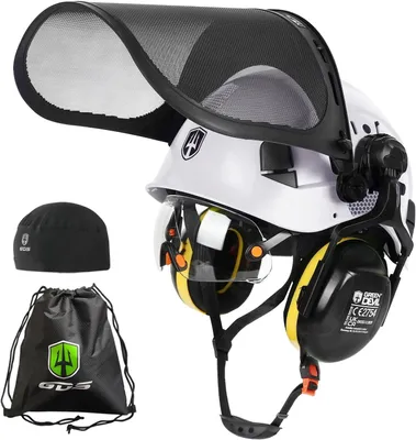 Imagen del producto de Casco de protección con visera facial integrada, protectores auditivos, certificado EN397, sistema 5 en 1, para