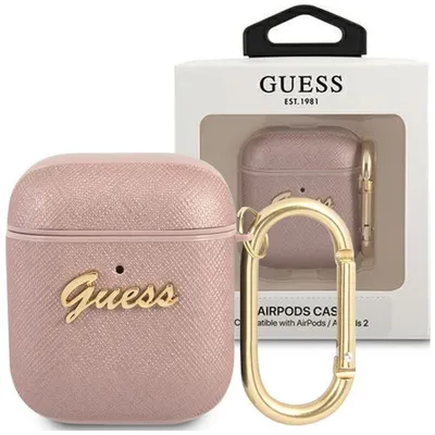 Produktbild von GUESS Guess GUA2SASMP AirPods 1/2 cover różowy/pink Saffiano Script Metal Collection