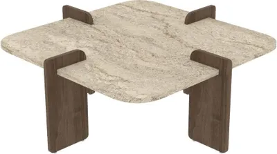 Immagine prodotto di Tavolino in legno "Poalla" - 90 x 90 x 35 cm - Travertino