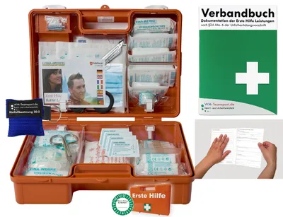 Produktbild von Verbandkoffer / Verbandskasten (M) Typ N - Erste Hilfe nach aktueller DIN 13157 für Betriebe -DSGVO- INKL. PERFORIERTEM VERBANDBUCH + Beatmungshilfe