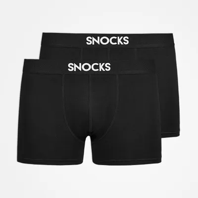 Produktbild von SNOCKS Boxershorts with Logo Men, 2pcs Black Black XL