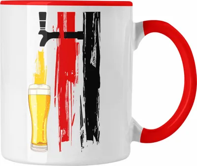 Produktbild von Trendation - Bier Geschenke für Männer Tasse mit Deutschlandflagge und Bier Grafik (Rot)