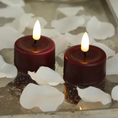 Produktbild von LED Teelichter MIA - realistische 3D Flamme - D: 4,1cm - mit Batterien - weinrot - 2 Stk.