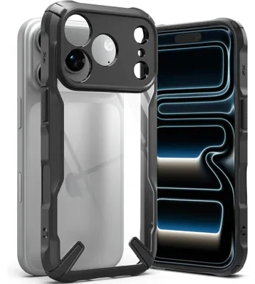 Obrázok produktu pre Puzdro na telefón iPhone 18 Pro Max / 17 Pro Max, značka Ringke, model Fusion X, priehľadné s čiernym rámikom