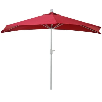 Image de Parasol semi-circulaire Parla, demi-parasol balcon, UV 50+ polyester/alu 3kg ~ 300cm bordeaux sans support