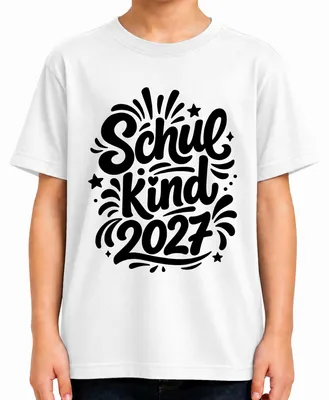 Productafbeelding van Schoolkind 2027, start van de basisschool, eerste schooldag, leerling van groep 1, schooltas, kinderkleding, T-shirt, wit, maat 128