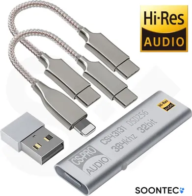 Obrázok produktu pre Zosilňovač slúchadiel Hi-Res DAC, externá zvuková karta SOONTEC CS43131 pre smartfón Android, notebook PC PS5, audio adaptér USB-C 384 kHz DSD256 3,5 mm
