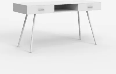Produktbild von Skandinavischer weißer Schreibtisch im nordischen Stil mit 2 Schubladen 150x60cm Sidney