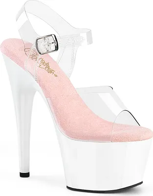 Produktbild von ADORE-708 Pleaser y High-Heels Damen Plateausandaletten klar babypink weiß